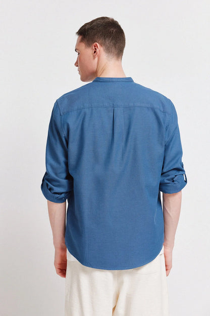 Springfield Blue Men Structured Shirt SKU: 0273625_13 Image 05