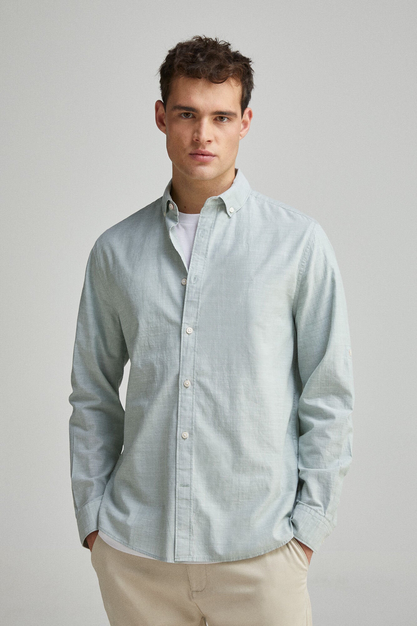Springfield_Plain Slub Cotton Shirt_0279924_23_01