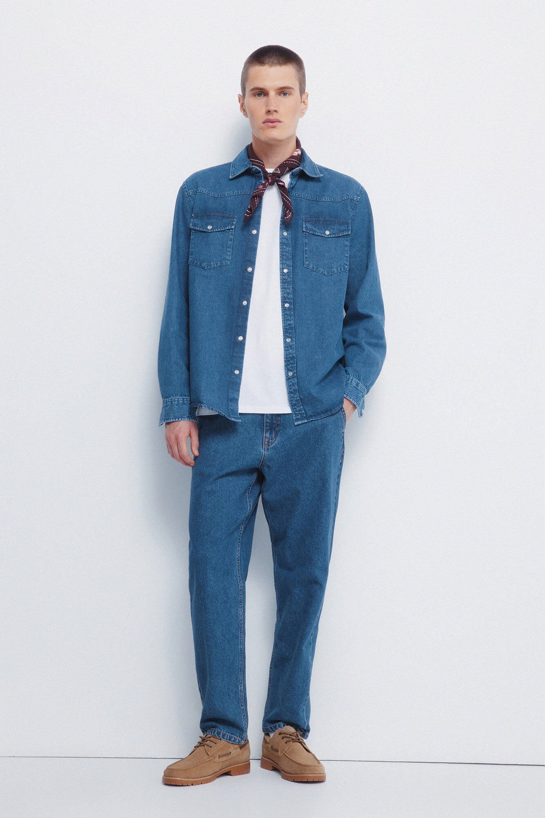Springfield_Medium Blue_Denim Shirt with Yoke_0292386_14_02
