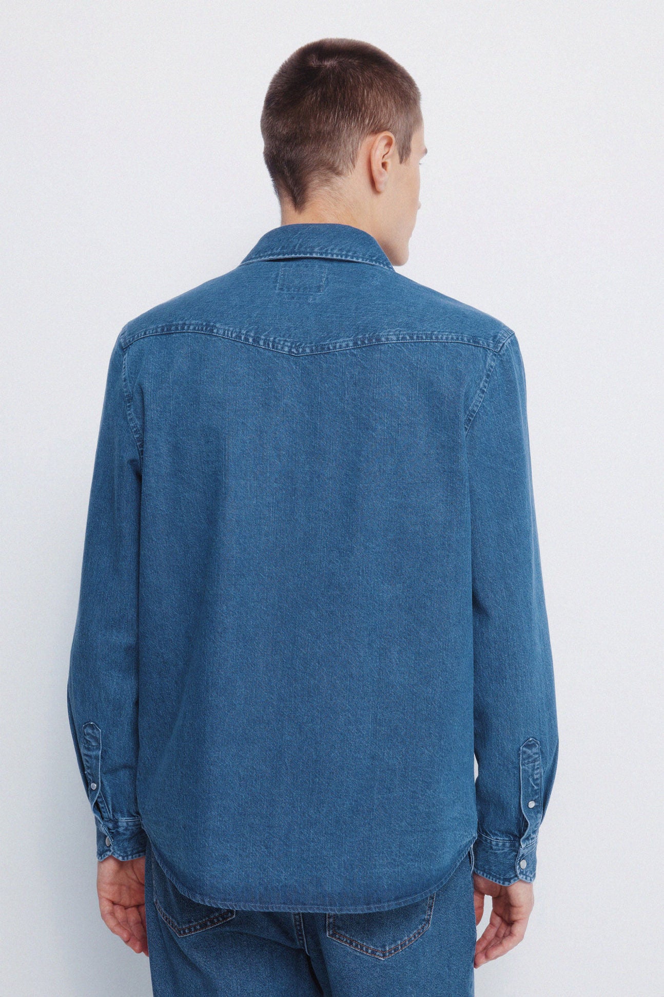 Springfield_Medium Blue_Denim Shirt with Yoke_0292386_14_05