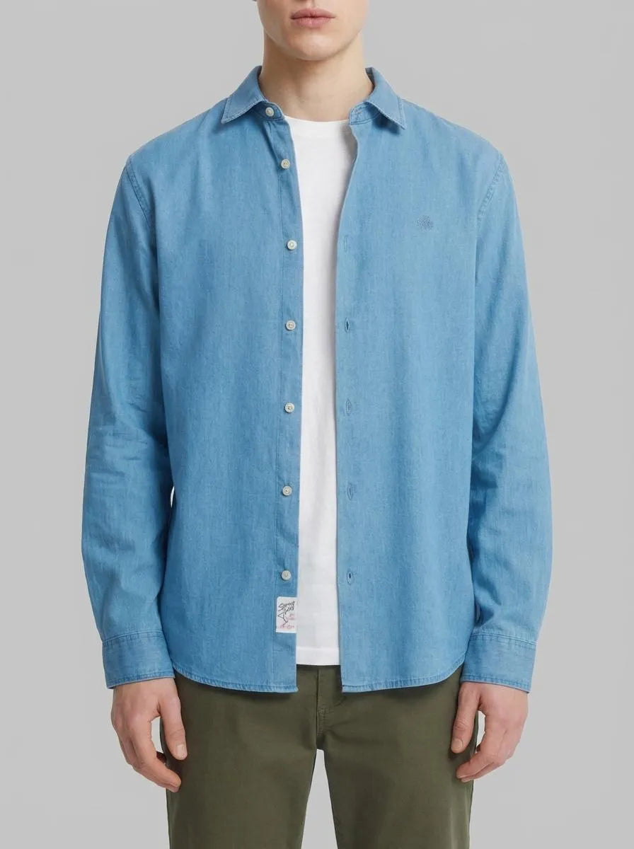 Springfield Blue Men Denim Shirt SKU: 0293316_14 Image 00