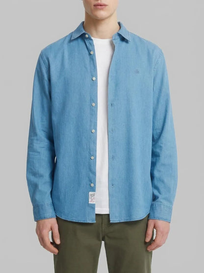Springfield Blue Men Denim Shirt SKU: 0293316_14 Image 00