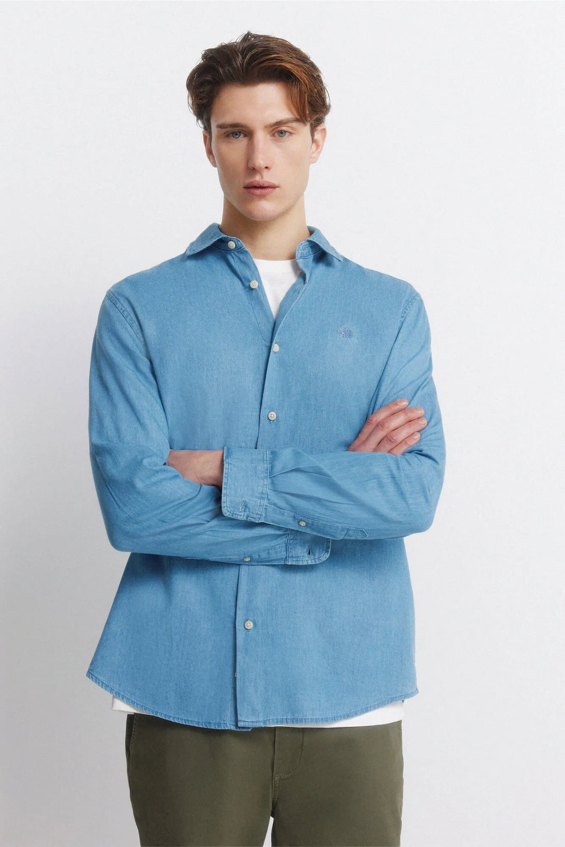 Springfield Blue Men Denim Shirt SKU: 0293316_14 Image 01