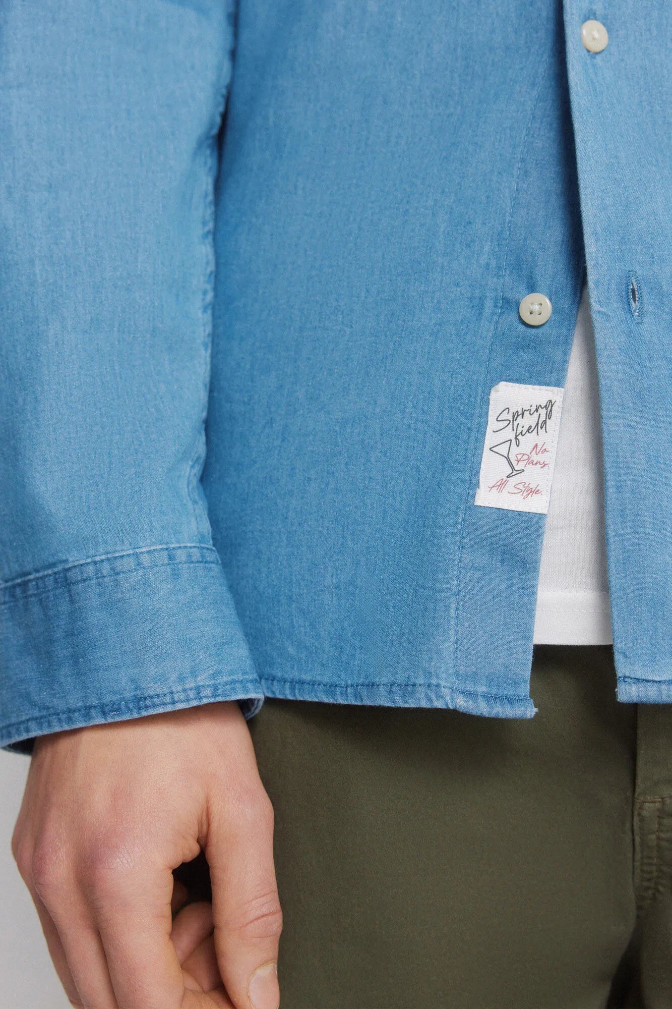 Springfield Blue Men Denim Shirt SKU: 0293316_14 Image 04