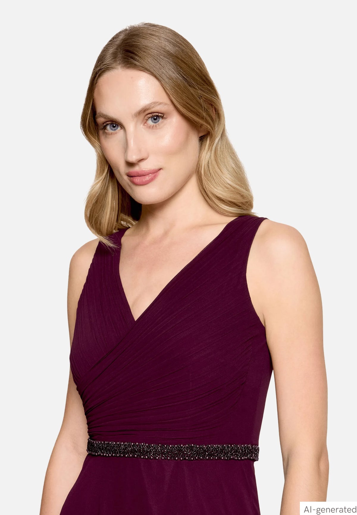 Vera Mont Strong Aubergine Women Evening Dress with Pleats SKU: 0299-4825_6179 Image 06