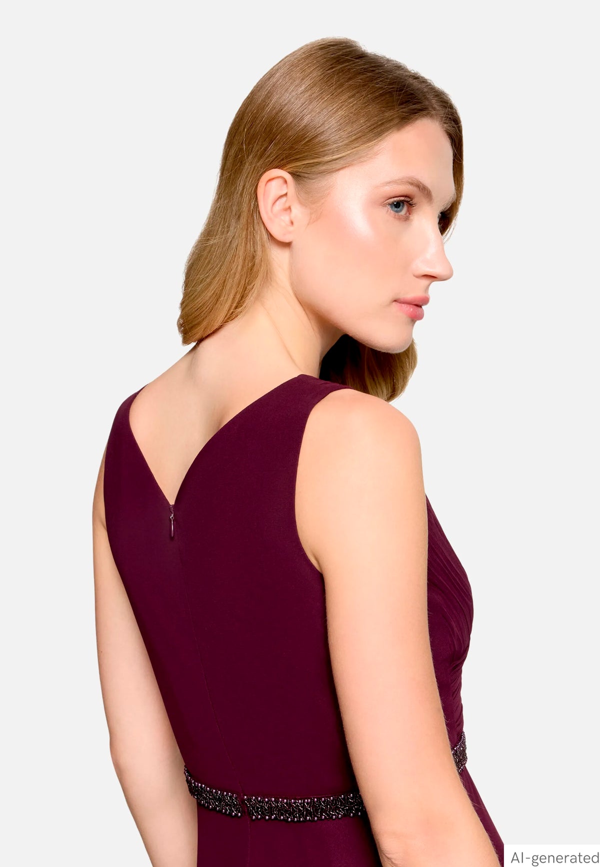 Vera Mont Strong Aubergine Women Evening Dress with Pleats SKU: 0299-4825_6179 Image 07