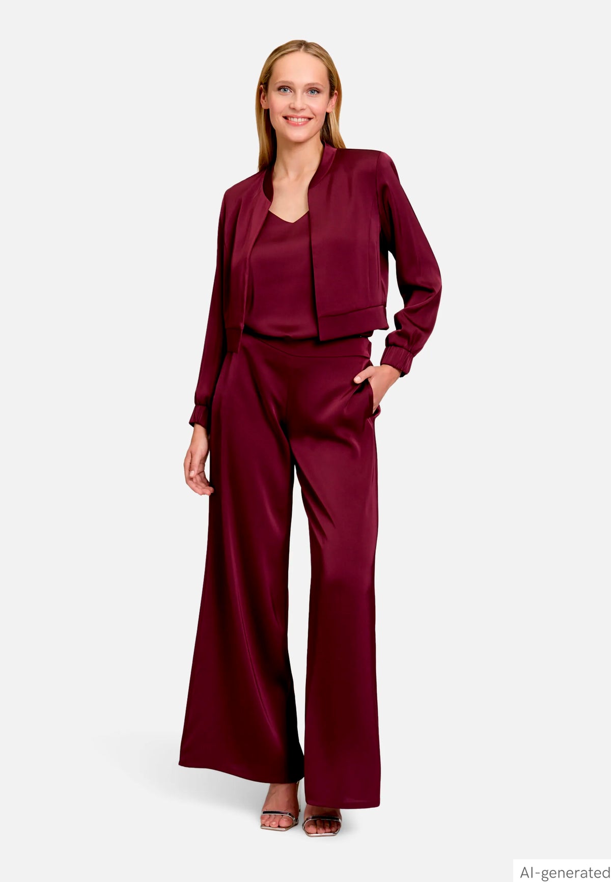 Vera Mont Deep Dahlia Women Modern Fit Trousers with Pockets SKU: 0300-4262_4715 Image 02
