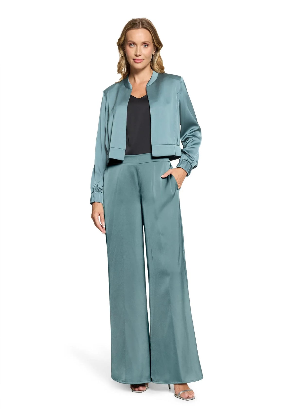 Vera Mont Cloudy Sky Women Modern Fit Trousers with Pockets SKU: 0300-4262_5056 Image 02