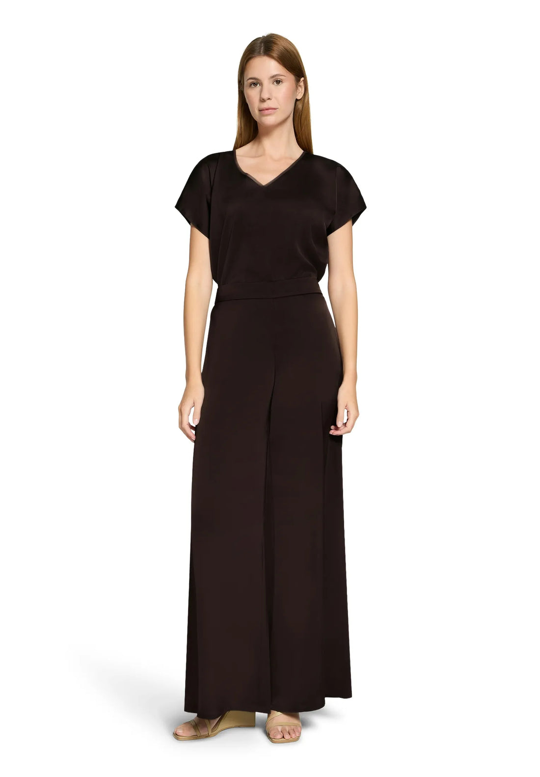 Vera Mont Espresso Brown Women Modern Fit Trousers with Pockets SKU: 0300-4262_7409 Image 02
