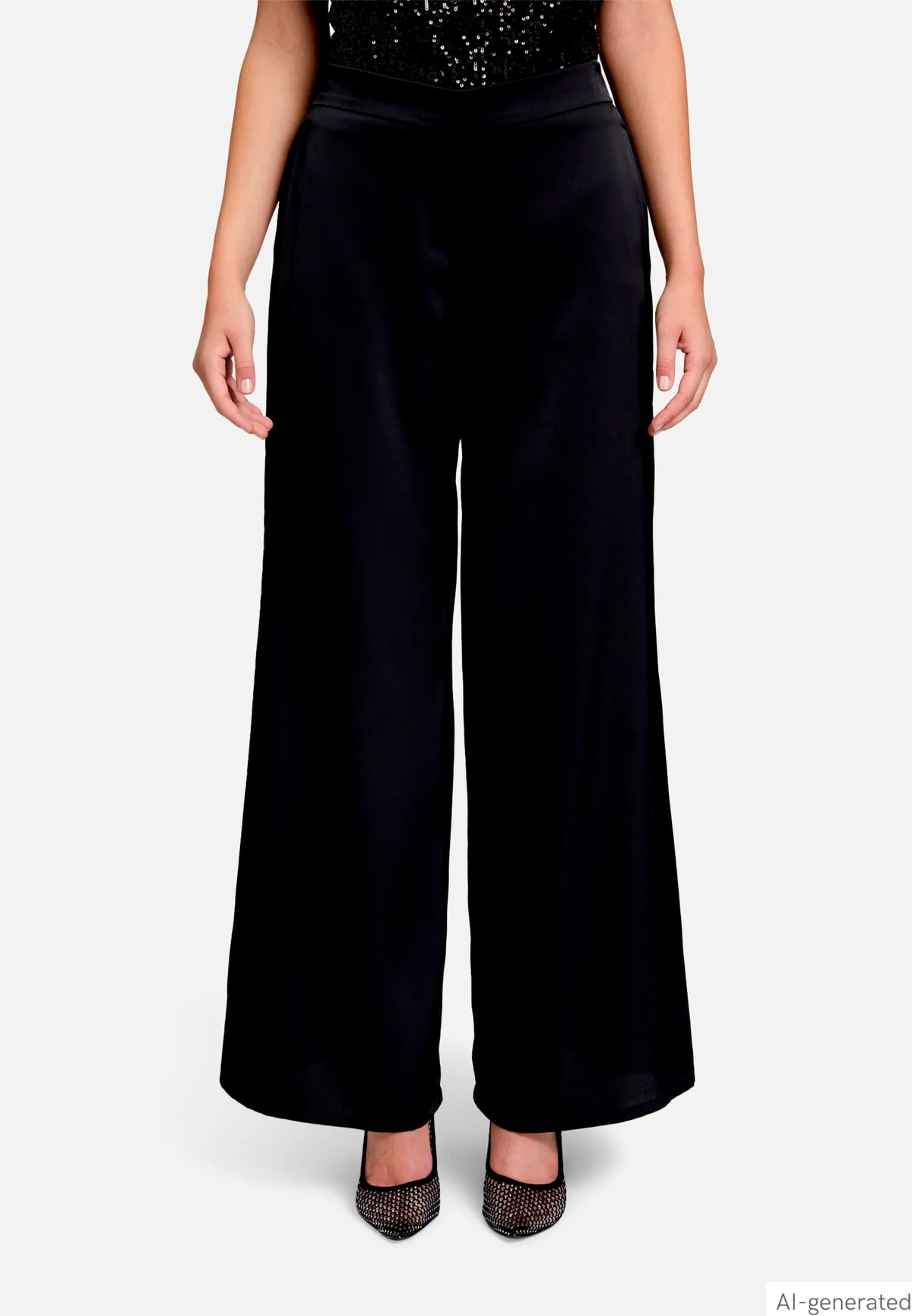 Vera Mont Black Women Modern Fit Trousers with Pockets SKU: 0300-4262_9045 Image 01
