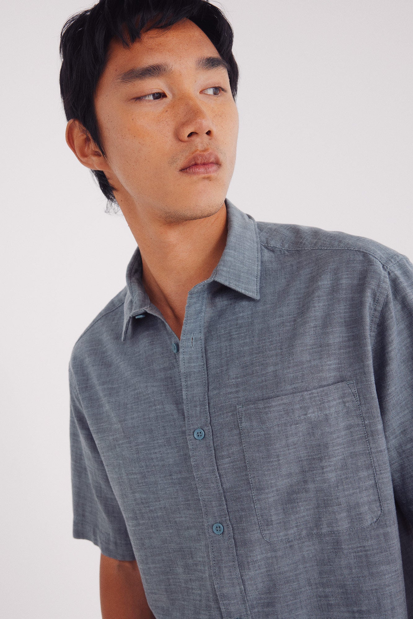 Springfield_Blue_Short Sleeve Sleeved Linen Shirt_0342086_83_02