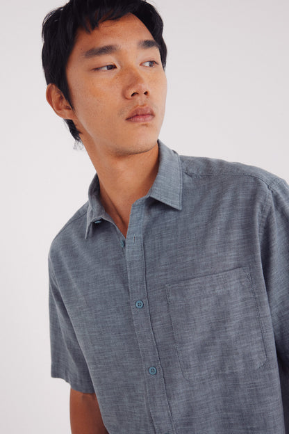 Springfield_Blue_Short Sleeve Sleeved Linen Shirt_0342086_83_02