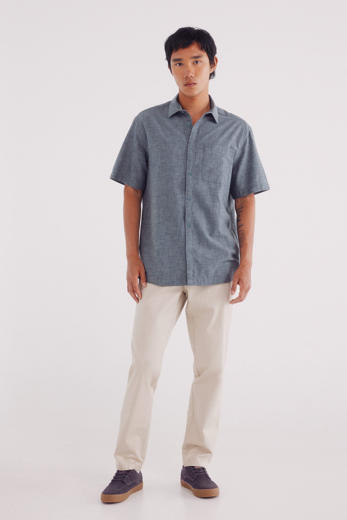 Springfield_Blue_Short Sleeve Sleeved Linen Shirt_0342086_83_05