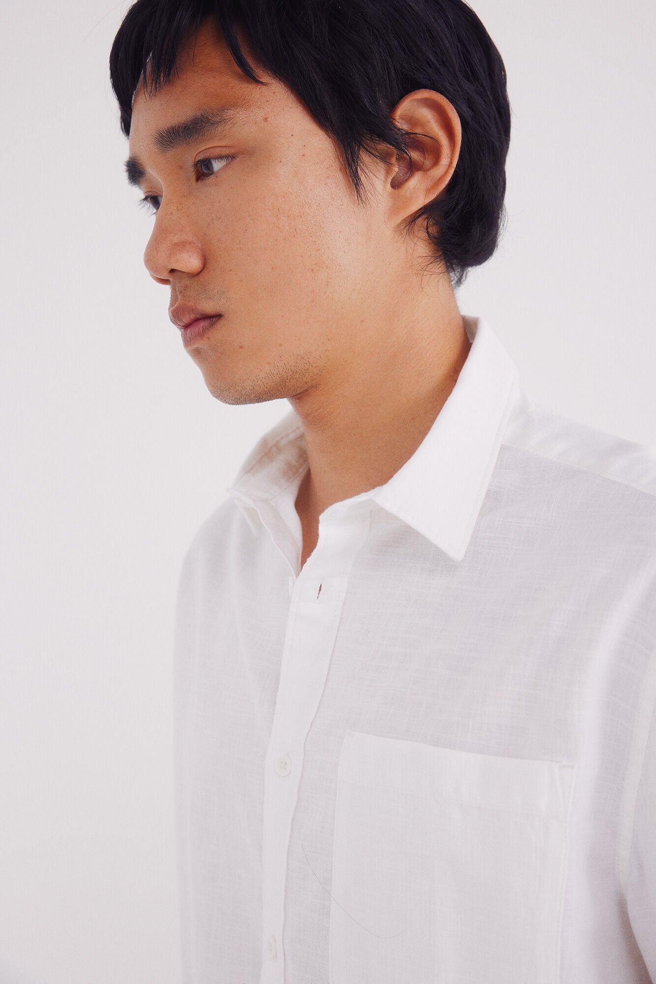 Springfield_White_Short Sleeve Sleeved Linen Shirt_0342086_99_02