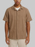 Springfield Brown Men Jacquard Short Sleeve Bowling Shirt SKU: 0343408_35 Image 00