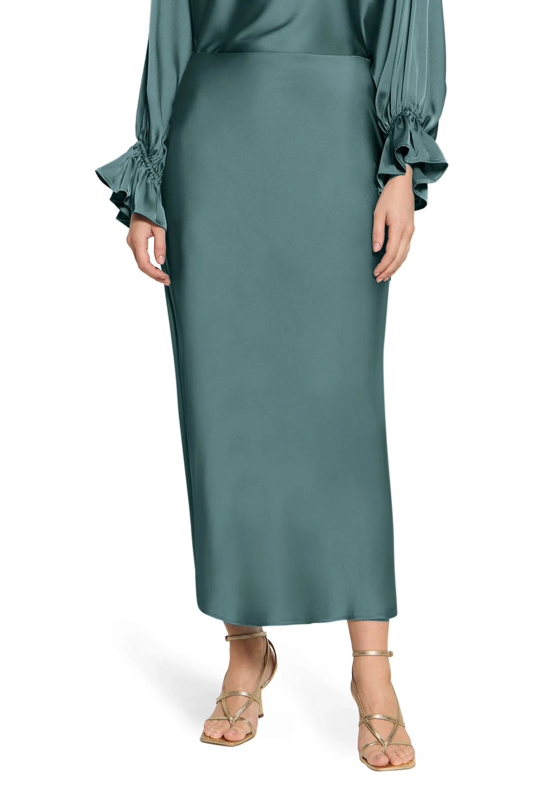 Vera Mont Cloudy Sky Women Calf-Length Satin Skirt SKU: 0364-4262_5056 Image 01
