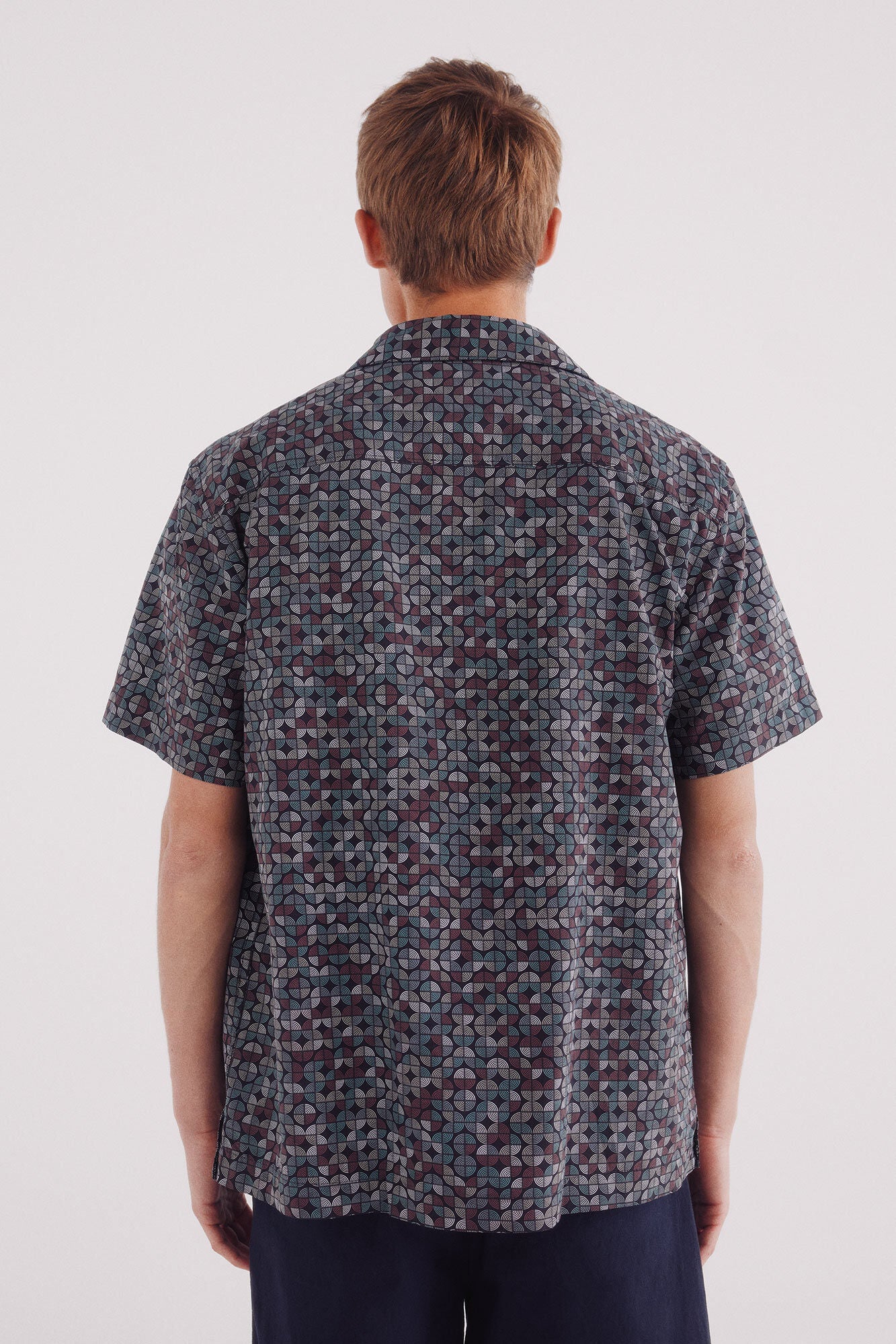 Springfield_Green_Printed Short Sleeve Bowling Shirt_0372133_27_03