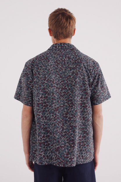 Springfield_Green_Printed Short Sleeve Bowling Shirt_0372133_27_03