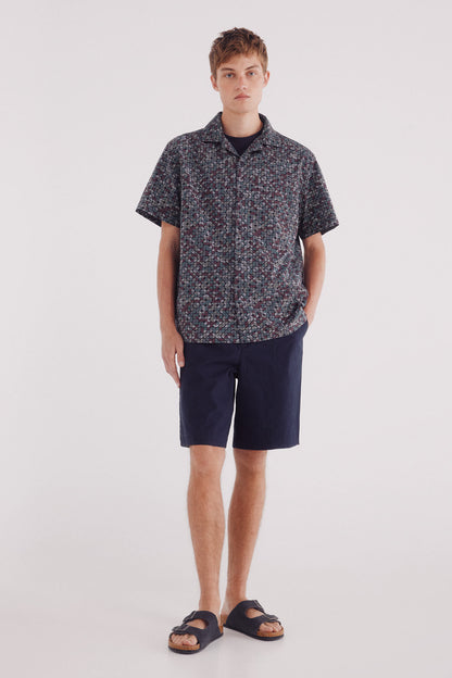 Springfield_Green_Printed Short Sleeve Bowling Shirt_0372133_27_04