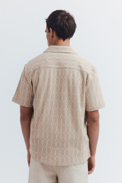 Springfield_Beige_Printed Knit Short Sleeve Jersey-Knit Bowling Shirt_0372135_51_03