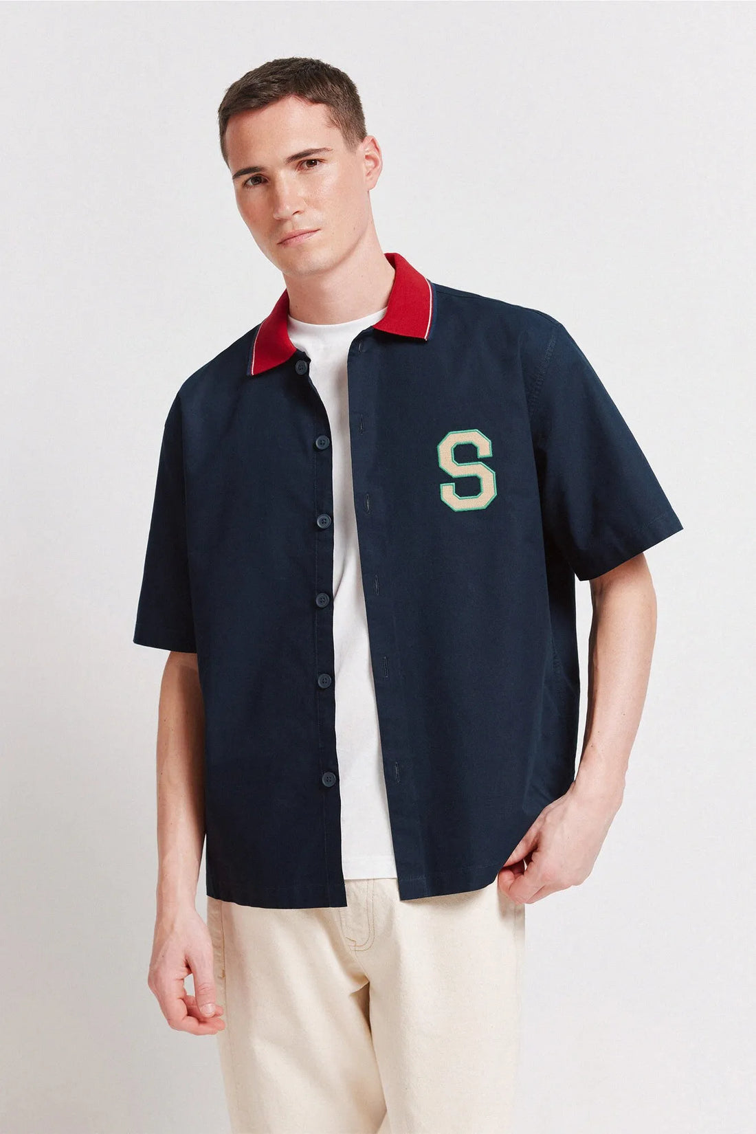 Springfield Blue Men Varsity Short Sleeve Shirt SKU: 0373875_11 Image 01