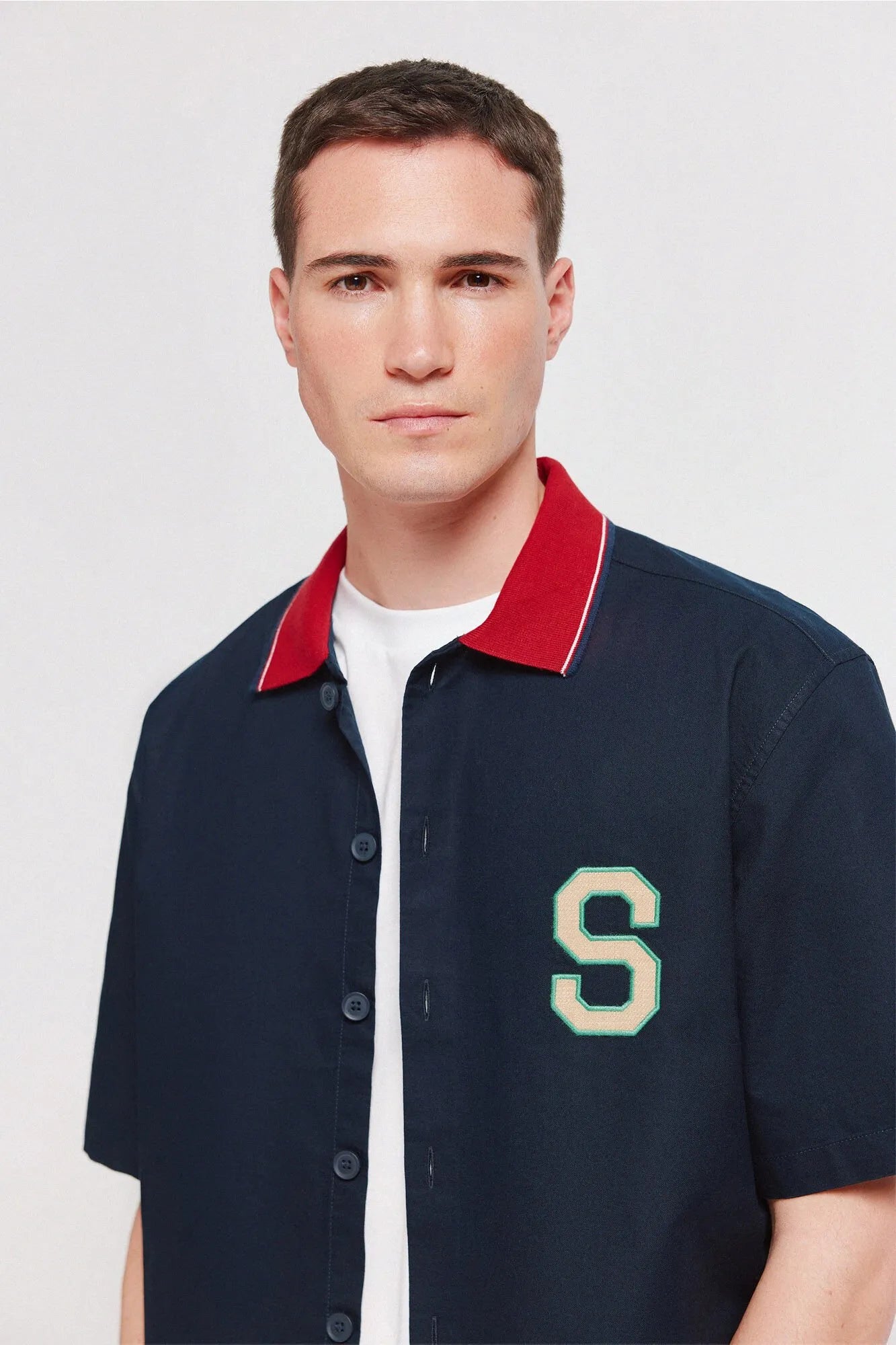 Springfield Blue Men Varsity Short Sleeve Shirt SKU: 0373875_11 Image 03