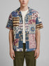 Springfield Red Men Patchwork Print Short Sleeve Shirt SKU: 0373877_77 Image 00