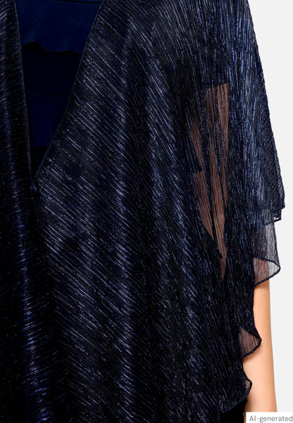 Vera Mont Blue/Black Women Glittery Cape SKU: 0376-4208_8890 Image 06