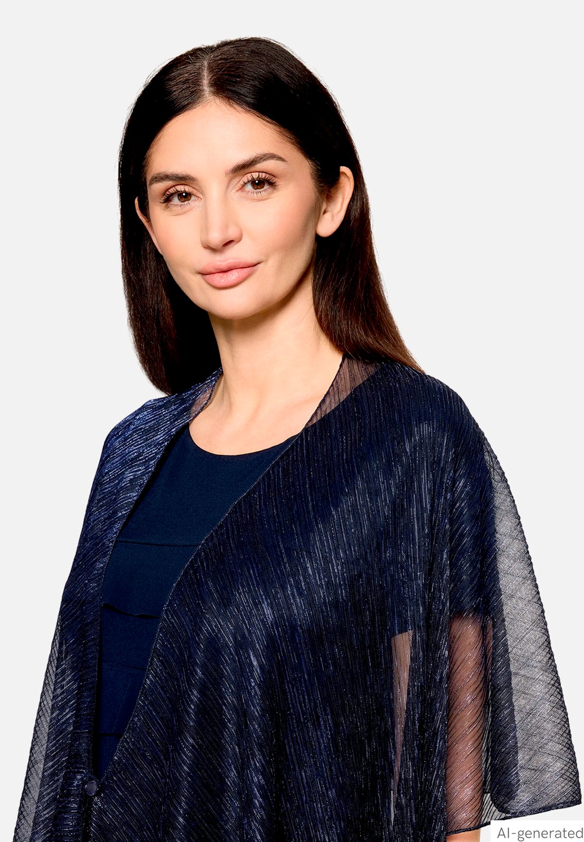 Vera Mont Blue/Black Women Glittery Cape SKU: 0376-4208_8890 Image 07