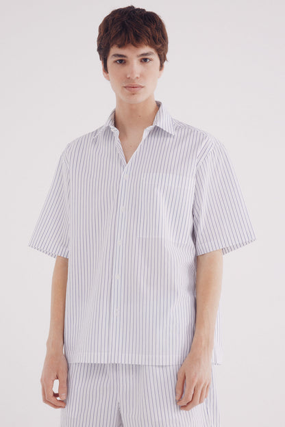 Springfield_Short Sleeve Striped Poplin Shirt_0379225_99_01