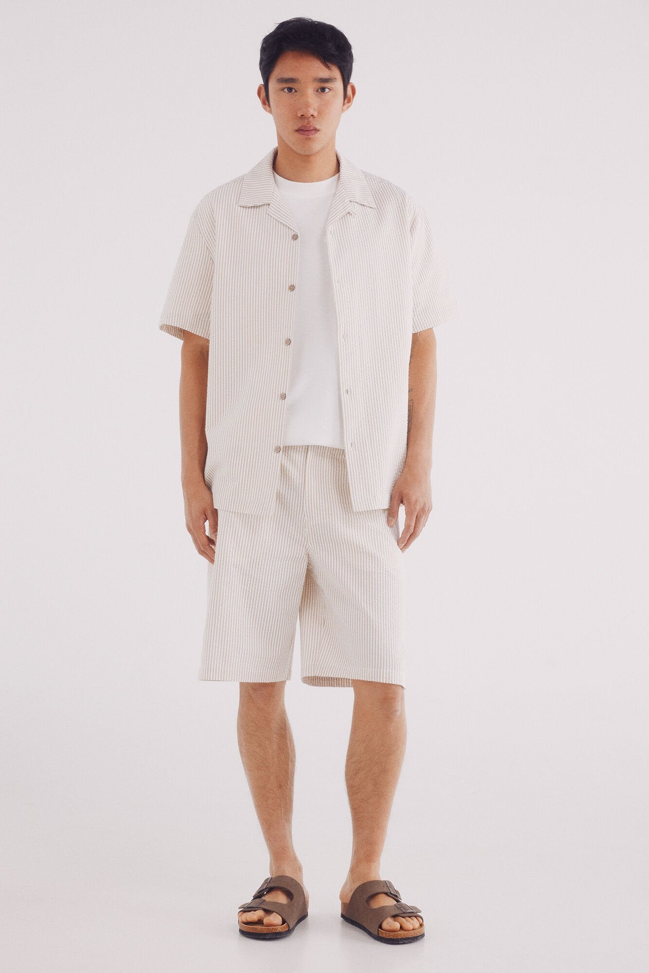 Springfield_Striped Seersucker Short Sleeve Sleeved Shirt_0379236_51_04