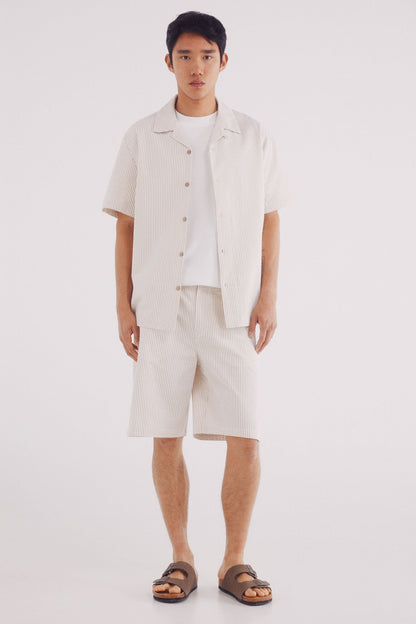 Springfield_Striped Seersucker Short Sleeve Sleeved Shirt_0379236_51_04