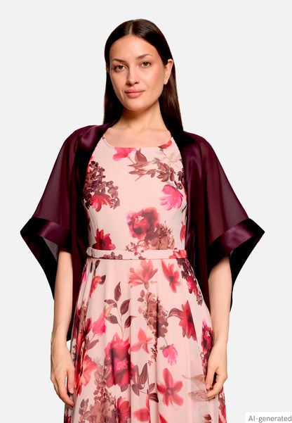 Vera Mont Strong Aubergine Women Chiffon Stole with 3/4 Sleeves SKU: 0385-4825_6179 Image 01