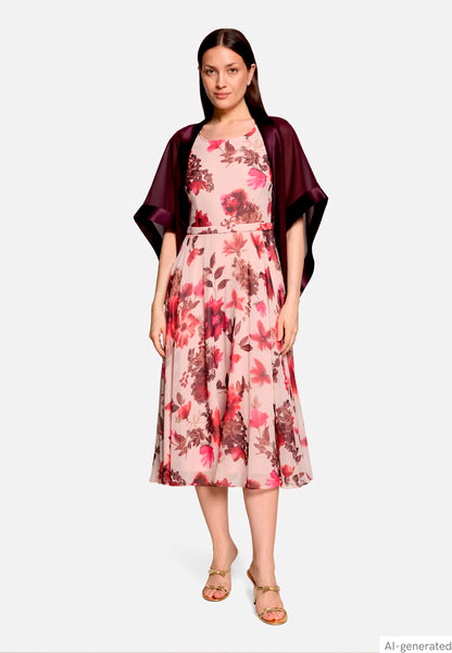 Vera Mont Strong Aubergine Women Chiffon Stole with 3/4 Sleeves SKU: 0385-4825_6179 Image 02