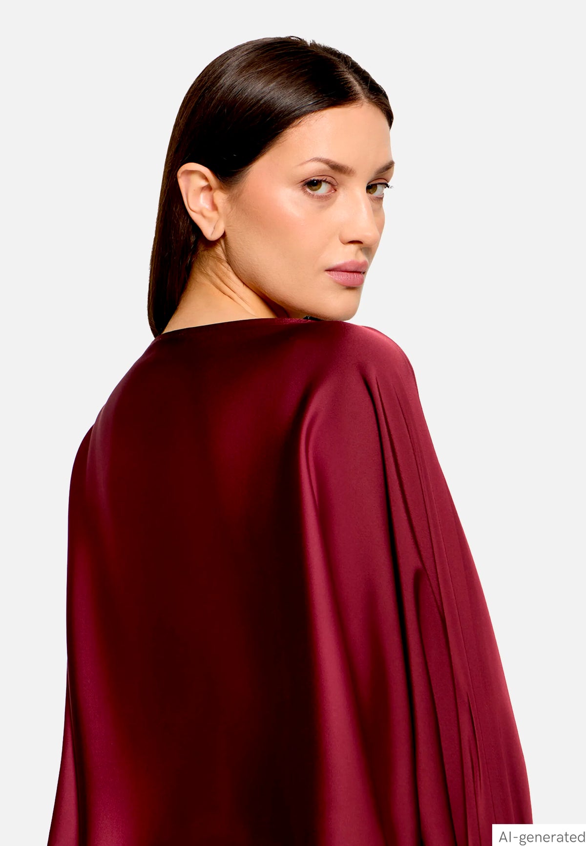 Vera Mont Deep Dahlia Women Satin Blouse with Batwing Sleeves SKU: 0426-4262_4715 Image 07