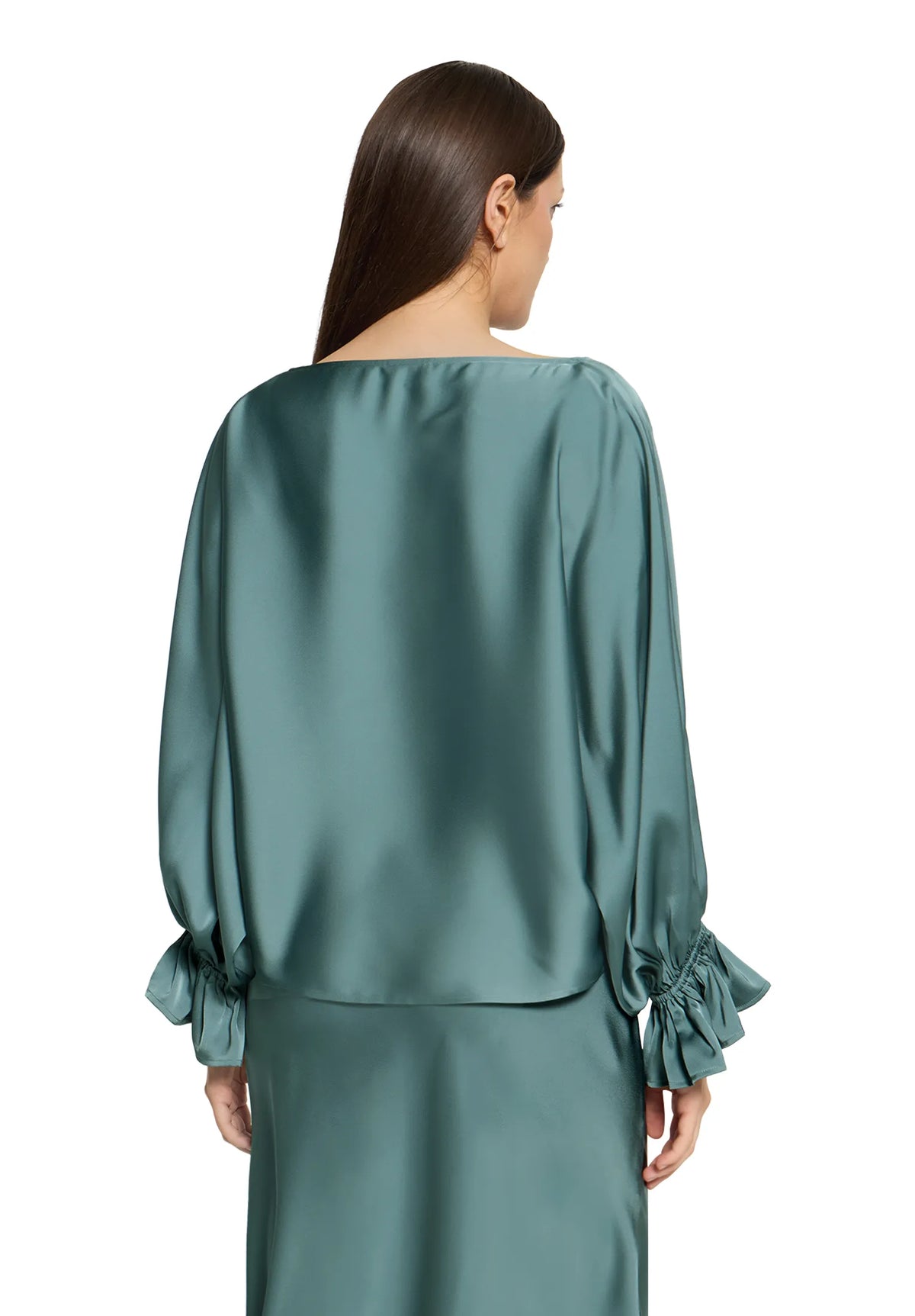 Vera Mont Cloudy Sky Women Satin Blouse with Batwing Sleeves SKU: 0426-4262_5056 Image 03