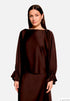 Vera Mont Espresso Brown Women Satin Blouse with Batwing Sleeves SKU: 0426-4262_7409 Image 01