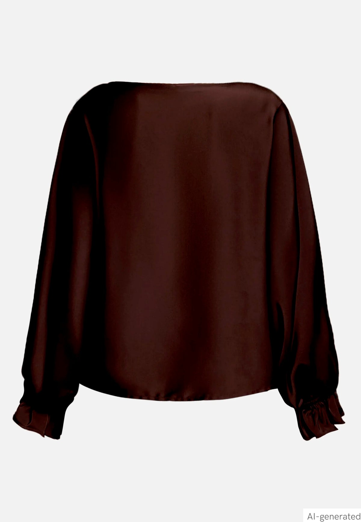 Vera Mont Espresso Brown Women Satin Blouse with Batwing Sleeves SKU: 0426-4262_7409 Image 05