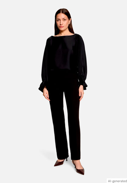 Vera Mont Black Women Satin Blouse with Batwing Sleeves SKU: 0426-4262_9045 Image 02