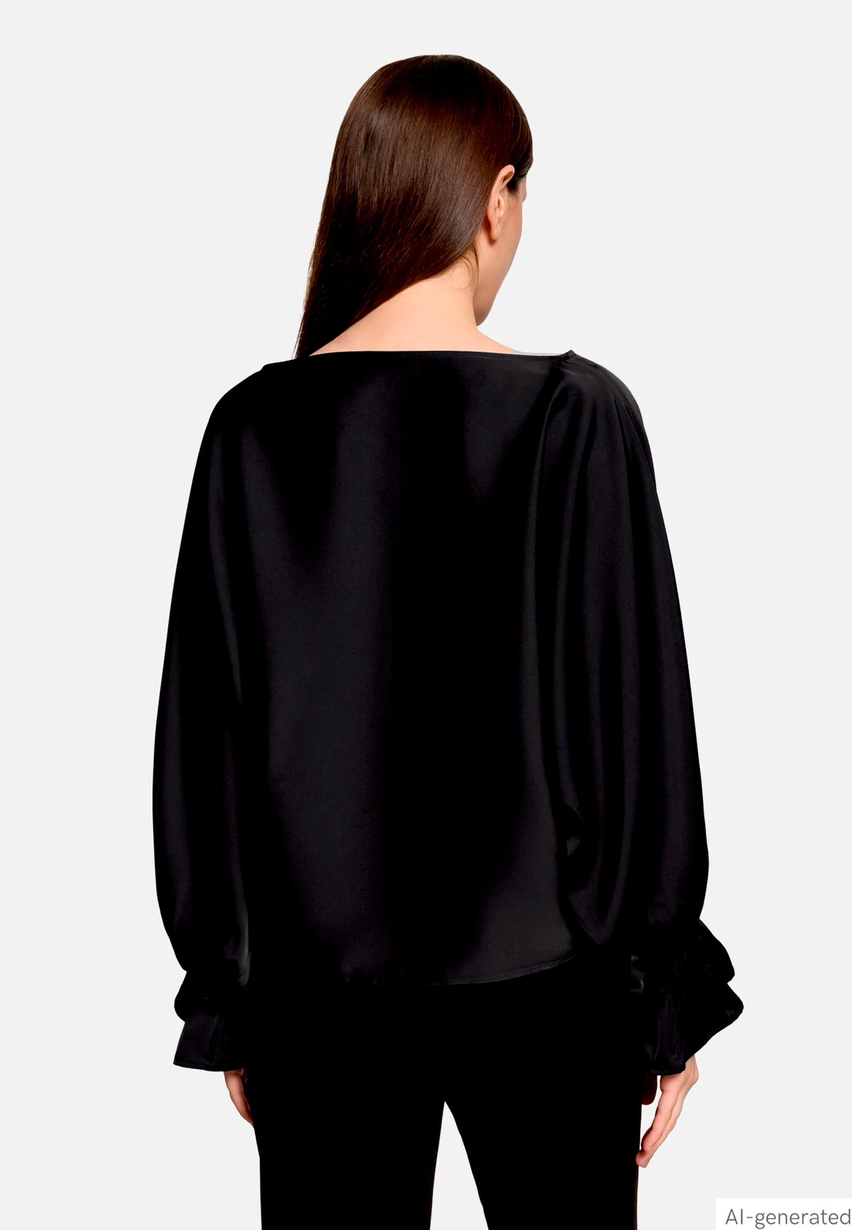 Vera Mont Black Women Satin Blouse with Batwing Sleeves SKU: 0426-4262_9045 Image 03