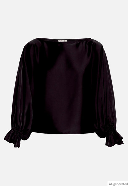 Vera Mont Black Women Satin Blouse with Batwing Sleeves SKU: 0426-4262_9045 Image 04