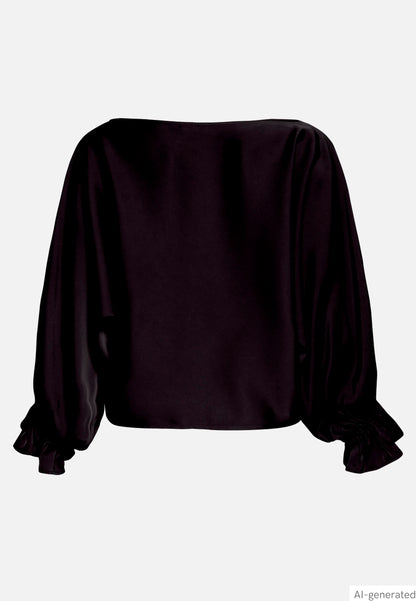 Vera Mont Black Women Satin Blouse with Batwing Sleeves SKU: 0426-4262_9045 Image 05