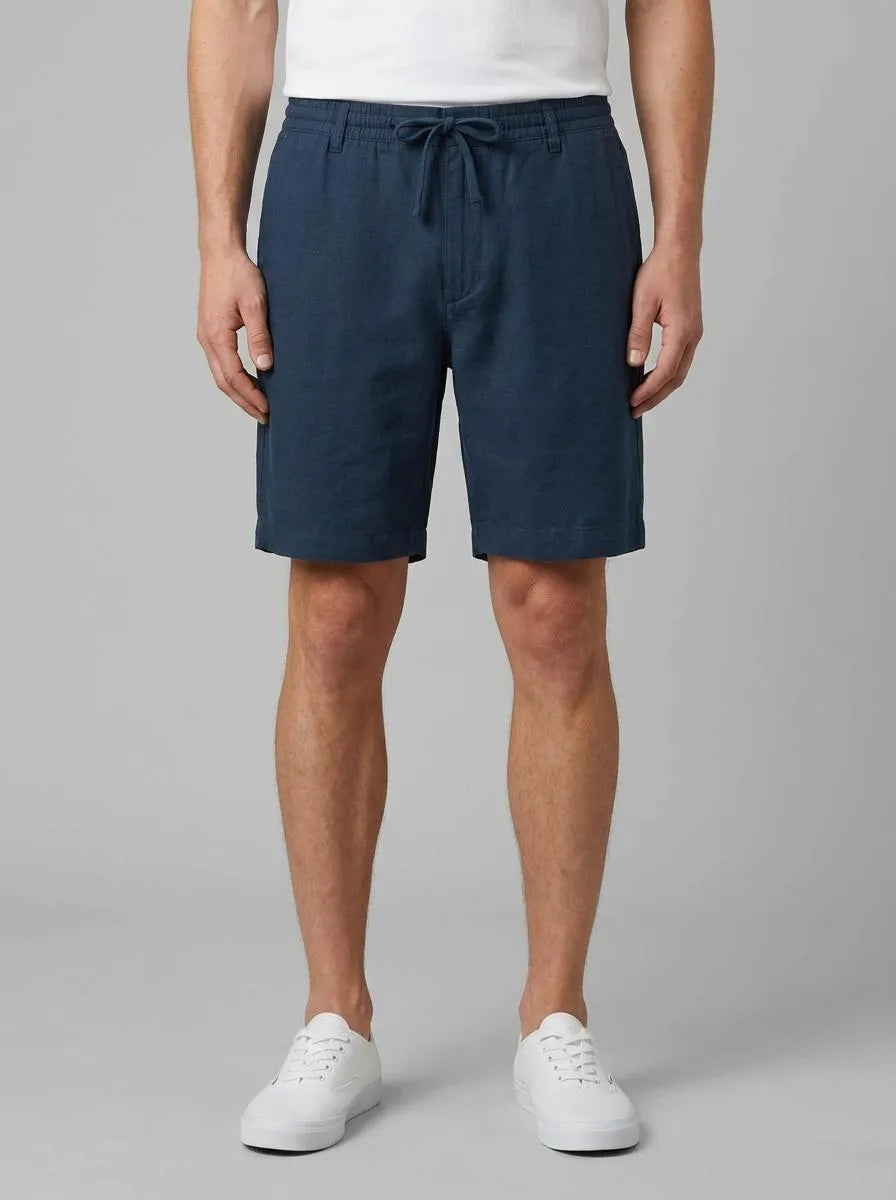 Springfield Blue Men Linen Comfort Slim Fit Bermuda Shorts SKU: 0433667_11 Image 00