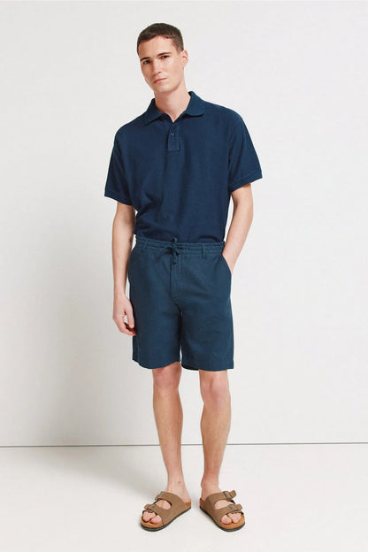 Springfield Blue Men Linen Comfort Slim Fit Bermuda Shorts SKU: 0433667_11 Image 01
