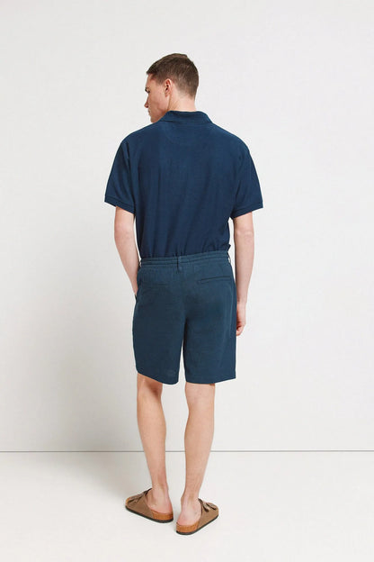 Springfield Blue Men Linen Comfort Slim Fit Bermuda Shorts SKU: 0433667_11 Image 05