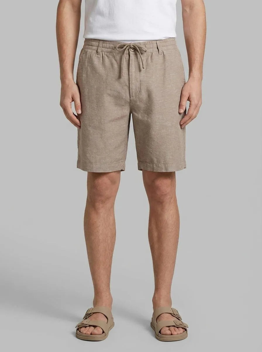 Springfield Beige Men Linen Comfort Slim Fit Bermuda Shorts SKU: 0433667_37 Image 00