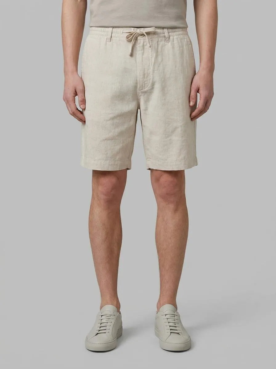 Springfield Beige Men Linen Comfort Slim Fit Bermuda Shorts SKU: 0433667_51 Image 00