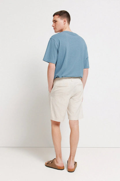 Springfield Beige Men Linen Comfort Slim Fit Bermuda Shorts SKU: 0433667_51 Image 05