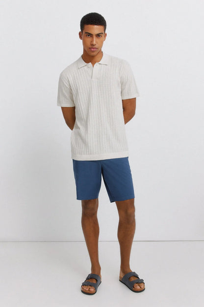 Springfield Blue Men Structured Bermuda Shorts SKU: 0433670_11 Image 01