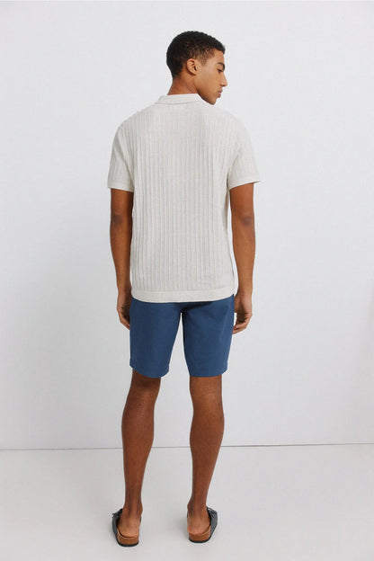 Springfield Blue Men Structured Bermuda Shorts SKU: 0433670_11 Image 03